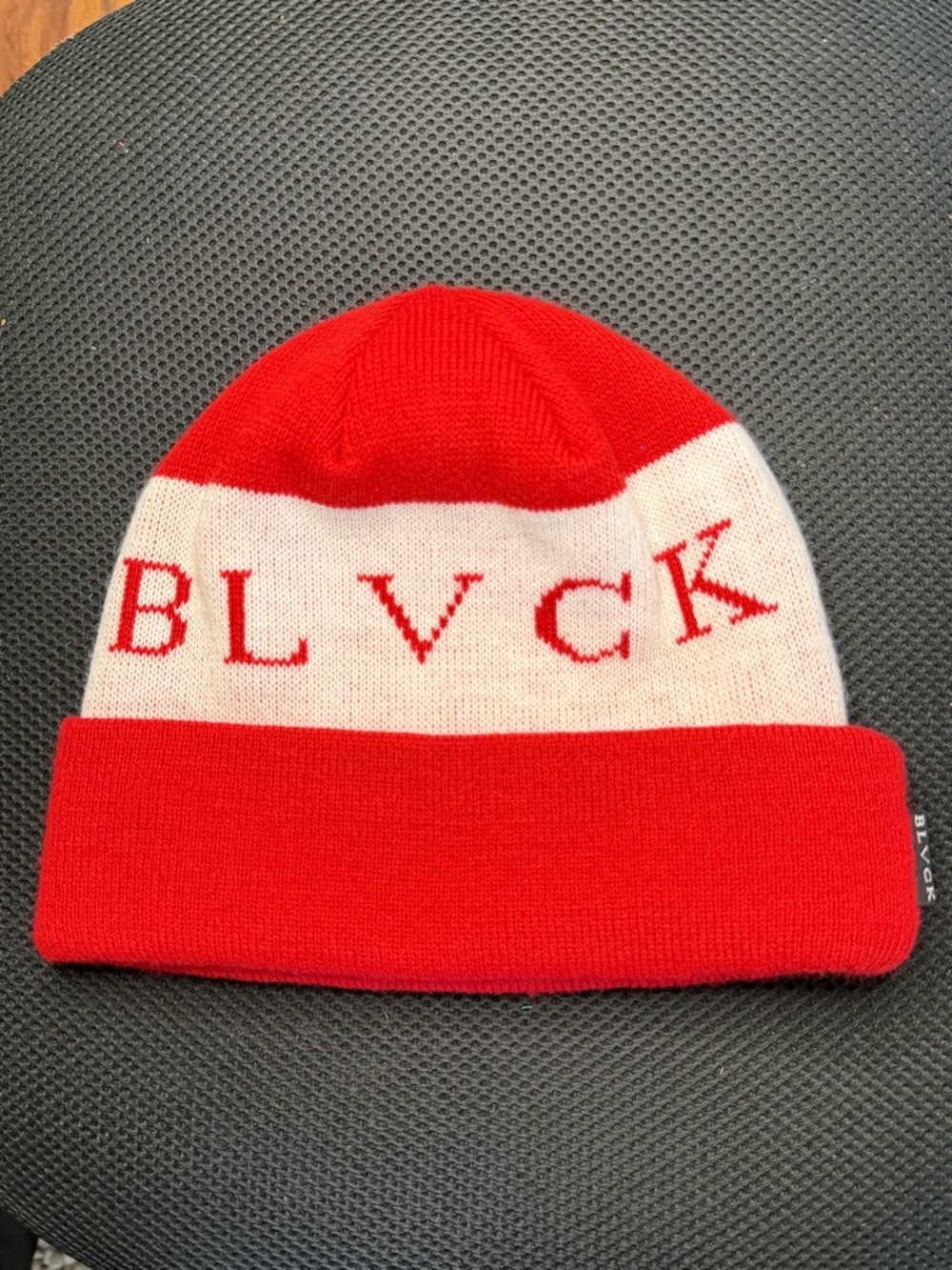 Black Scale BLVCK Red and White Beanie